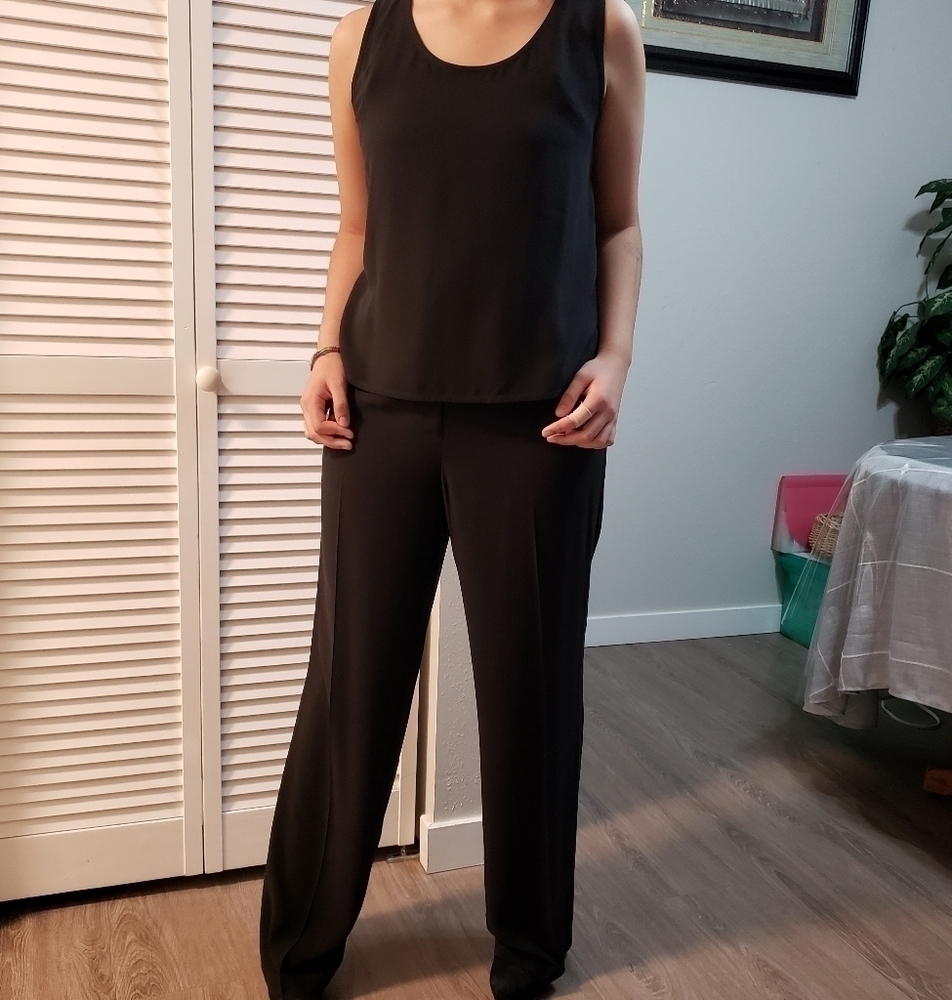 Eileen Fisher 100% Silk Trouser Pants, Color Black, Size XS